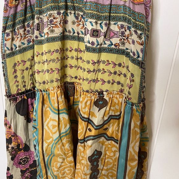 Alice & Trixe Womens Mini Dress Sexy Sleeveless Boho Patchwork Deep Neckline L - Picture 5 of 6